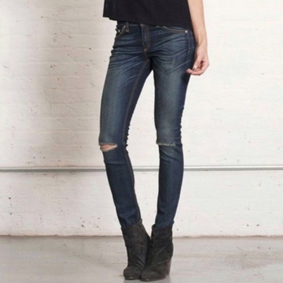 Rag & Bone Skinny Jeans Distressed Hampstead Dark Wash - Picture 14 of 14